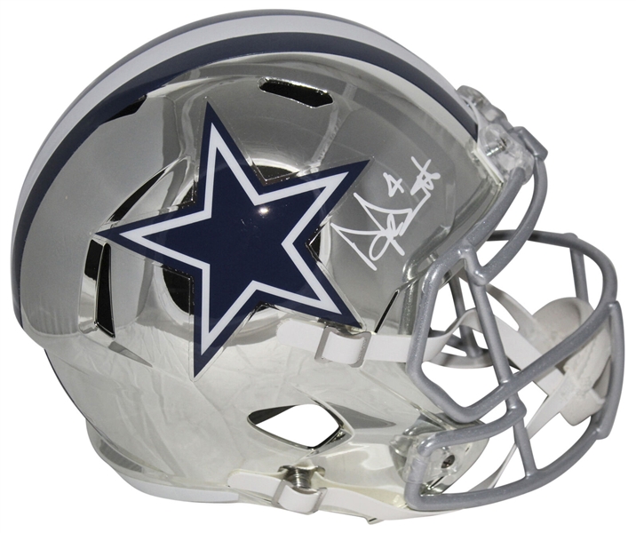 Dak Prescott Signed Dallas Cowboys Full Size Chrome Speed Model Helmet