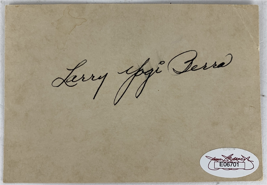 Yogi Berra Vintage Signed 3" x 4.25" Album Page w/ Rare "Larry Yogi Berra" Autograph! (JSA)
