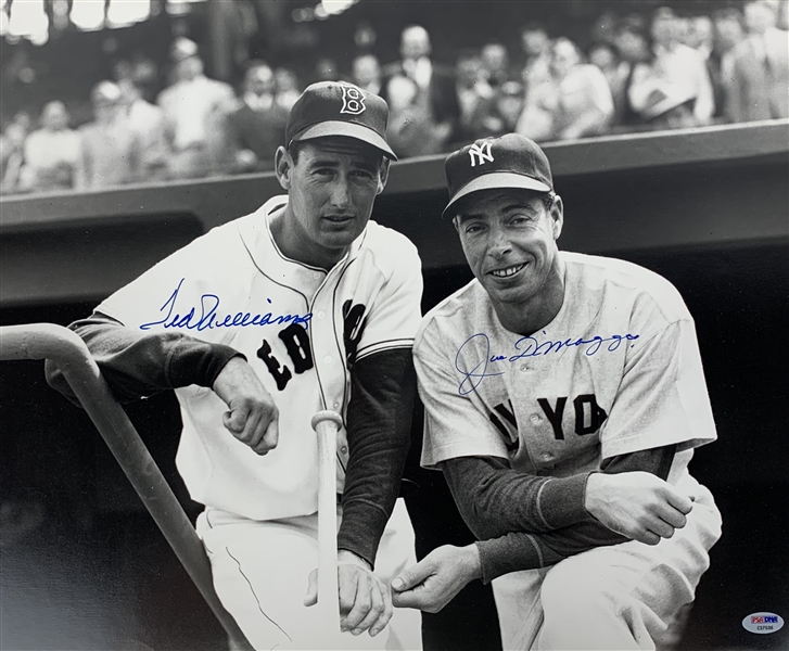 Ted Williams & Joe DiMaggio Dual Signed 16" x 20" Photograph (PSA/DNA)