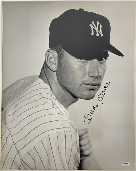 Mickey Mantle Signed 16" x 20" Black & White Photograph (PSA/DNA)