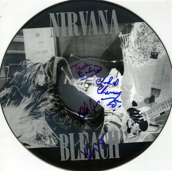 Nirvana Multi-Signed "Bleach" Picture Record w/ 4 Signatures (REAL/Epperson)