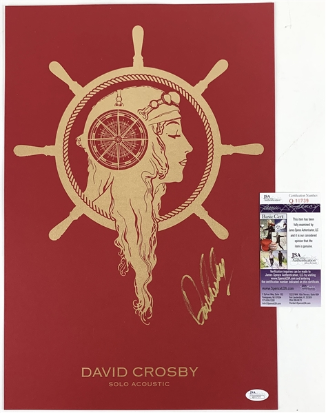 David Crosby Signed 11" x 17" Concert Poster from "Solo Acoustic" Tour (JSA)