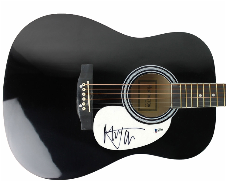 The Rolling Stones: Mick Jagger Superb Signed Black Acoustic Guitar (BAS/Beckett)