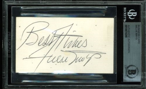 Willie Mays Vintage Signed Business Card (BAS/Beckett Encapsulated)