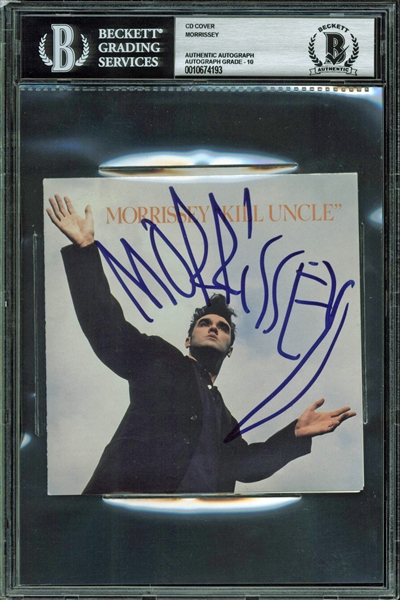 Morrissey Signed "Kill Uncle" CD Cover - BAS/Beckett Graded GEM MINT 10!