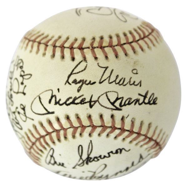 Yankees Legends Exceptional Multi-Signed Baseball w/ Rare Mantle/Maris Sweet Spot! (JSA)