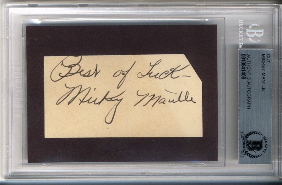 Mickey Mantle Rookie-Era Signed 1.5" x 3" Album Page (Beckett/BAS Encapsulated)