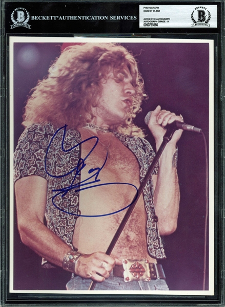 Led Zeppelin: Robert Plant Signed 8" x 10" Color On-Stage Photograph (BAS/Beckett Graded MINT 9)