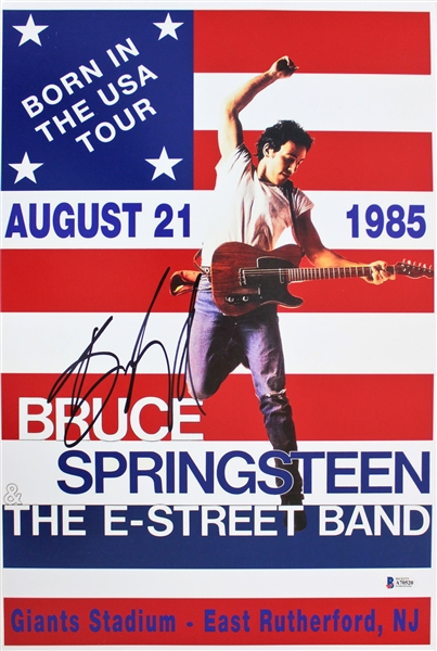 Bruce Springsteen Beautiful Signed 12" x 18" Born in the U.S.A. Tour Poster Print (Beckett/BAS)