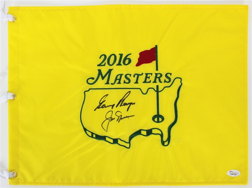 Jack Nicklaus & Gary Player Signed 2016 Masters Pin Flag (JSA)