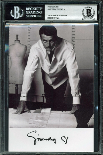 Hubert de Givenchy Rare Signed 5" x 7.5" B&W Photograph (Beckett/BAS Encapsulated)