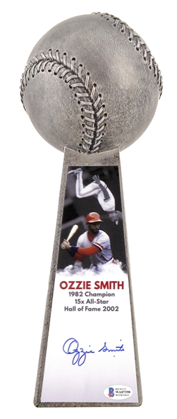 Ozzie Smith Signed Baseball Trophy (Beckett/BAS)
