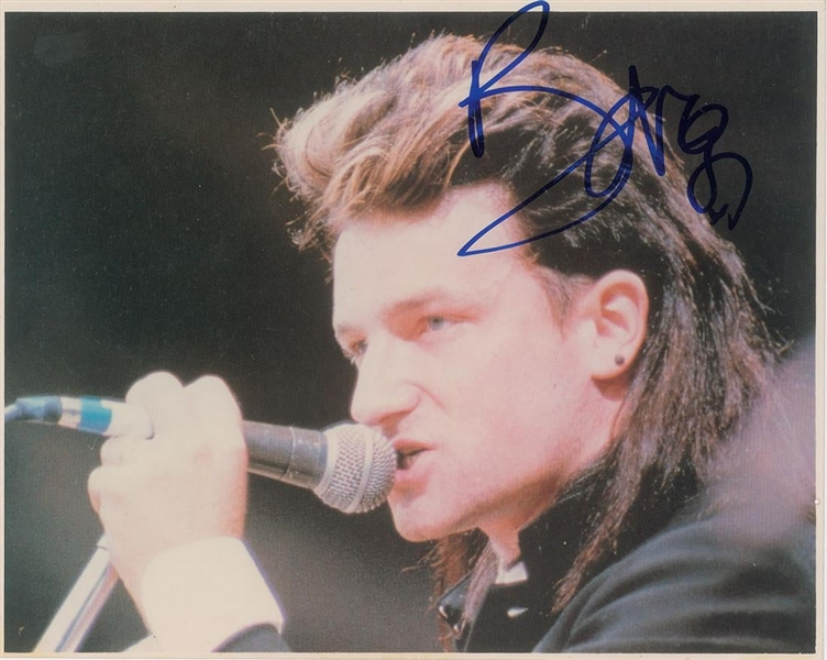 U2: Bono In-Person Signed 8" x 10" Color Photo (John Brennan Collection)(Beckett/BAS Guaranteed)