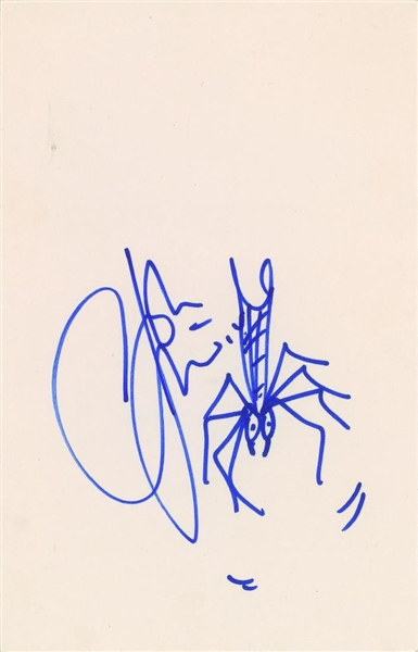 The Who: John Entwistle Signed 6.75" x 10.5" Cardstock Sheet with "Boris the Spider" Sketch (John Brennan Collection)(Beckett/BAS Guaranteed)