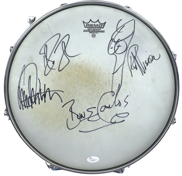 Cheap Trick Group Signed Bun E. Carlos Stage Used Snare Drum w/ Sticks & Gloves! (JSA & Bun E. Carlos LOA)