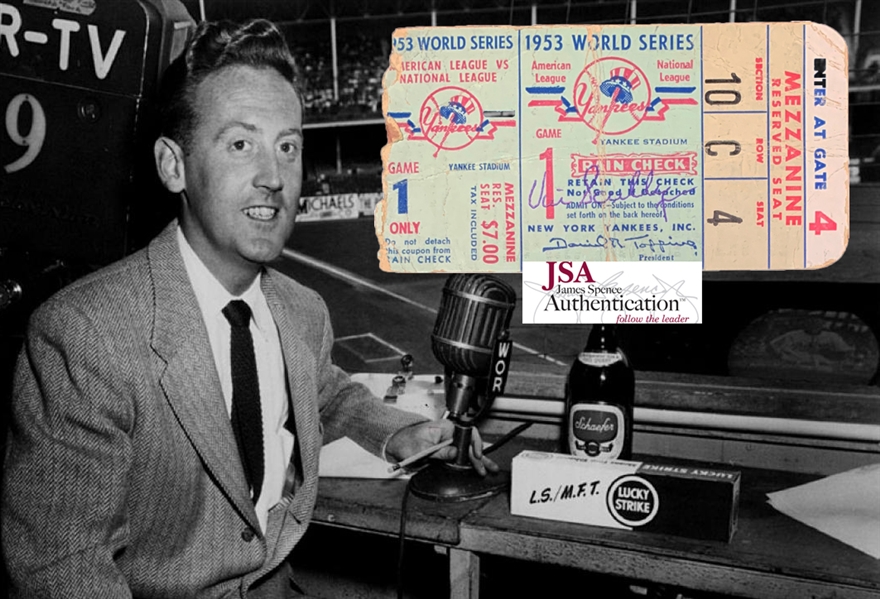 Vin Scully Signed 1953 World Series Game 1 Ticket Stub (Youngest Announcer Ever for WS Game!)(JSA)