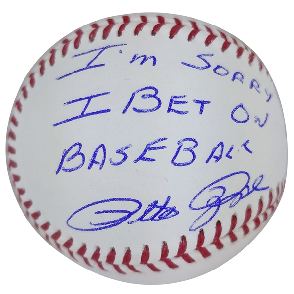 Pete Rose Signed OML Baseball w/ "Im Sorry I Bet on Baseball" Inscription (Beckett/BAS)