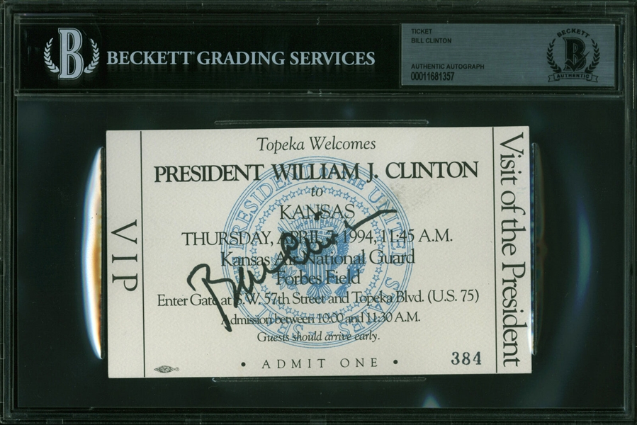 President Bill Clinton Signed 1994 Ticket Stub (Beckett/BAS Encapsulated)