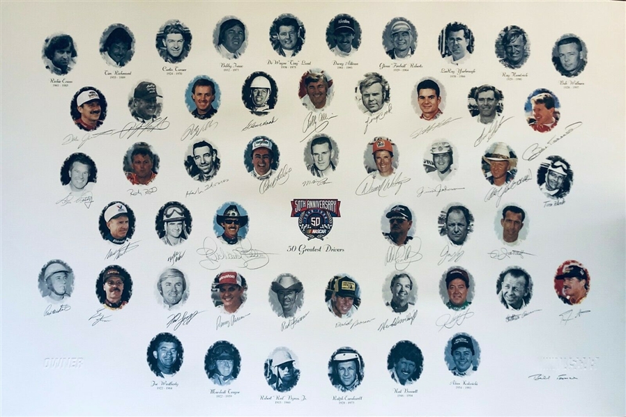 NASCAR 50 Greatest Drivers Multi-Signed Rare "Owners" Limited Edition Lithograph (Beckett/BAS Guaranteed)