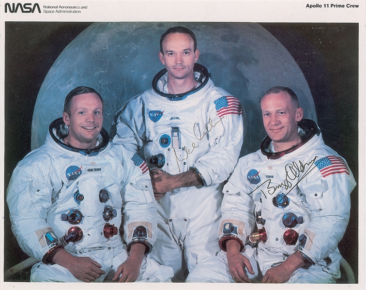 Apollo 11 Group Signed 8" x 10" NASA Prime Crew Photograph w/ Armstrong, Collins & Aldrin! (PSA/DNA)