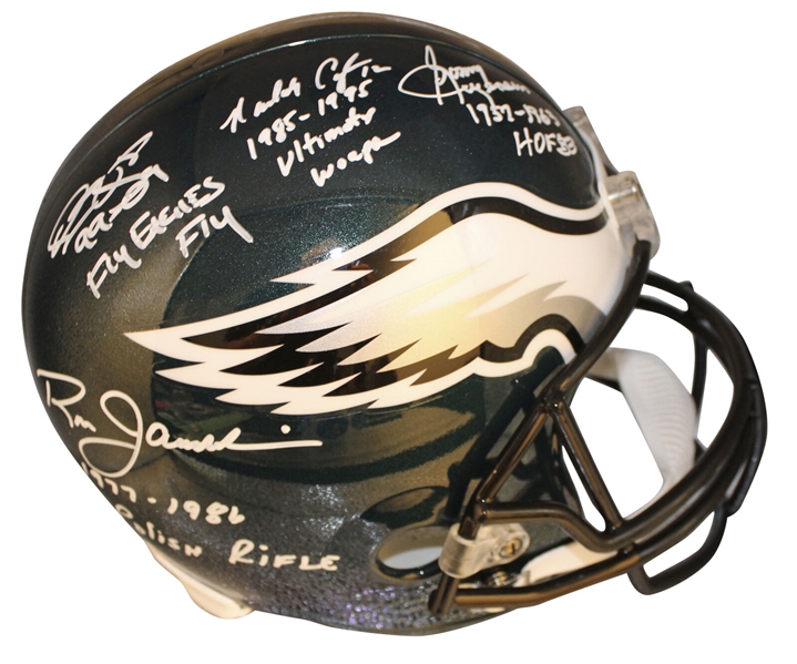 Philadelphia Eagles QB Greats Multi-Signed Full-Sized Helmet (Beckett/BAS)