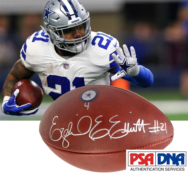 Ezekiel Elliott Signed & Game Used 2018 Dallas Cowboys NFL Football (PSA/DNA)