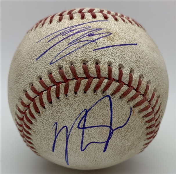 Mike Trout & Shohei Ohtani Dual Signed & Game Used OML Baseball During Dual HR Performances! (PSA/DNA & MLB)