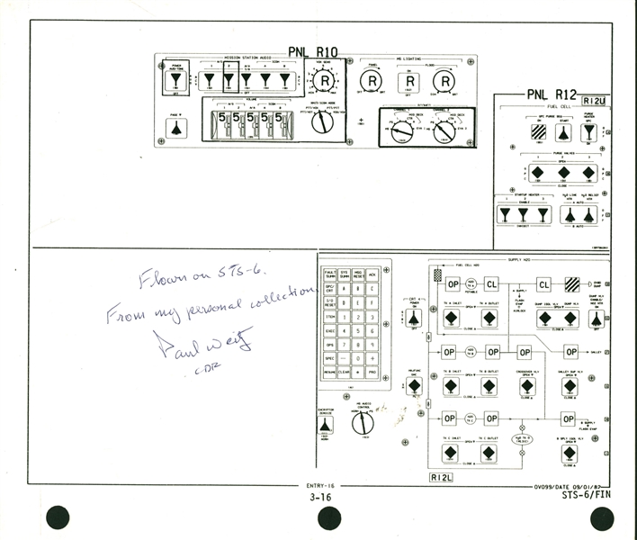 Paul Weitz Signed & STS-6 Mission Flown Check List (PSA/DNA)