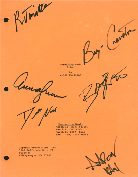 Breaking Bad Cast Signed Pilot Script w/ Cranston, Paul & Others! (Beckett/BAS Guaranteed)