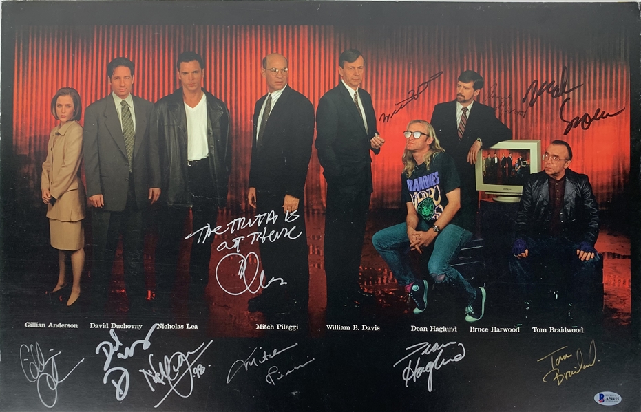 X-Files Rare Cast Signed 16" x 24" Lithograph w/ Scully, Mulder & Others! (Beckett/BAS)