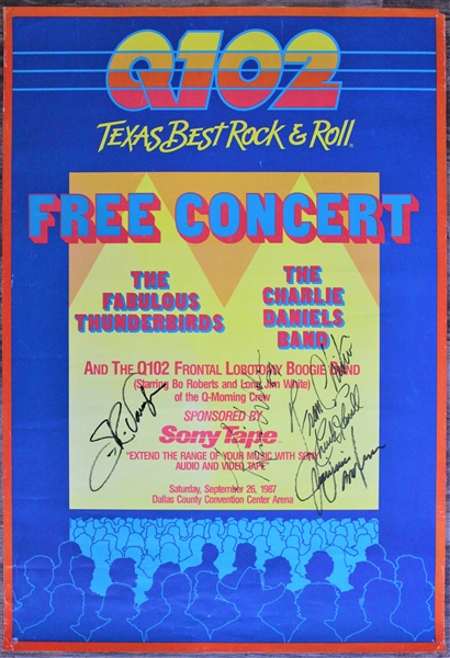 Stevie Ray Vaughan Signed 1987 Concert Poster w/ The Fabulous Thunderbirds (REAL/Epperson)
