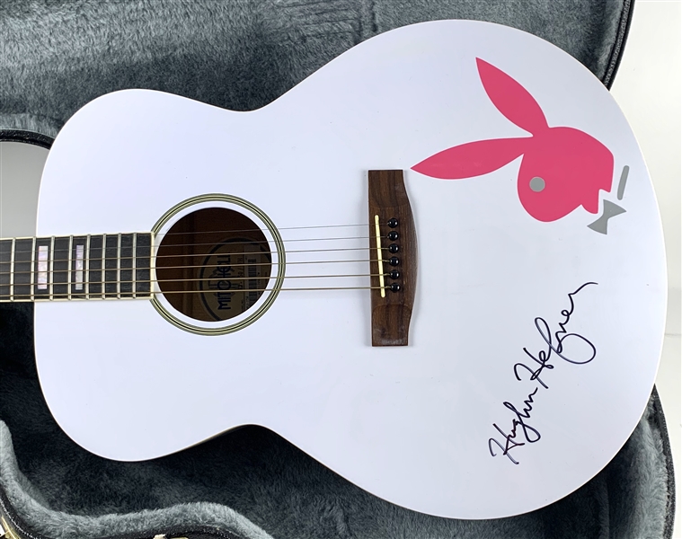 Playboy: Hugh Hefner Signed Mitchell Playboy Logo Acoustic Guitar - Gifted by Hef to Former Playmate Stephanie Heinrich! (Beckett/BAS)(Heinrich LOA)