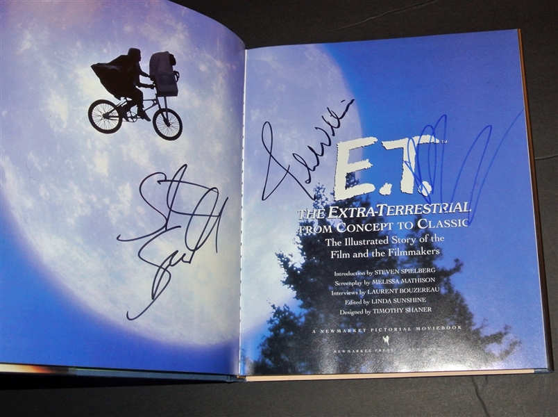 E.T. Cast Signed Hardcover Book with Spielberg, Williams, Thomas, Barrymore, etc. (Beckett/BAS LOA)