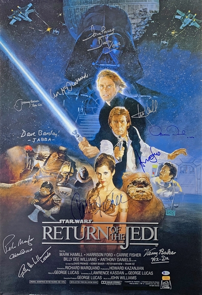 Return of the Jedi Superb Cast Signed 27" x 40" Poster w/ Ford, Fisher & Others! (Beckett/BAS)