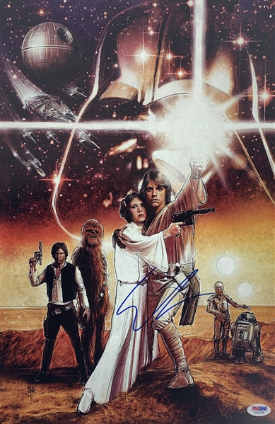 George Lucas Signed 12" x 18" Mock Artist Print (PSA/DNA)