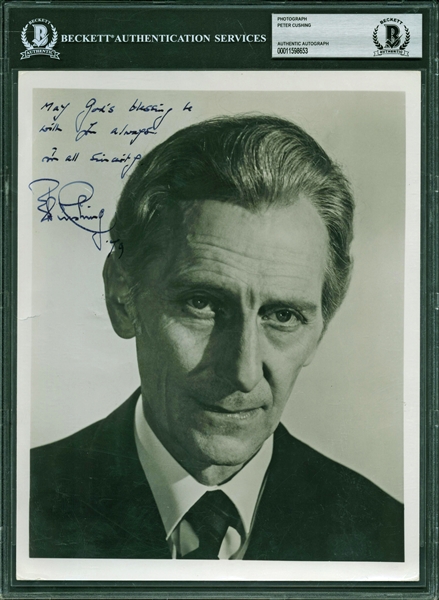 Peter Cushing Signed 8" x 10" Vintage B&W Photograph (Beckett/BAS Encapsulated)