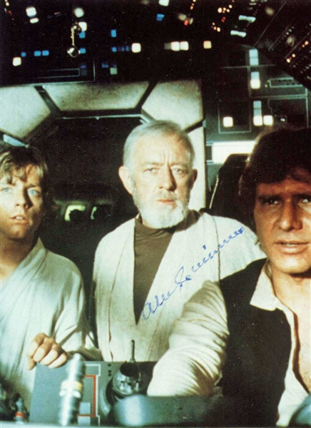 A New Hope: Alec Guinness Rare Signed 3.5" x 5" Photo w/Ford & Hamill (JSA)