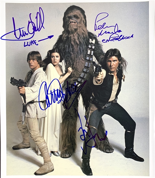 A New Hope: Cast Signed 12" x 14" Photo from Rolling Stone Photo Shoot with Ford, Fisher, Hamill & Mayhew (Beckett/BAS Guaranteed)(Steve Grad Collection)