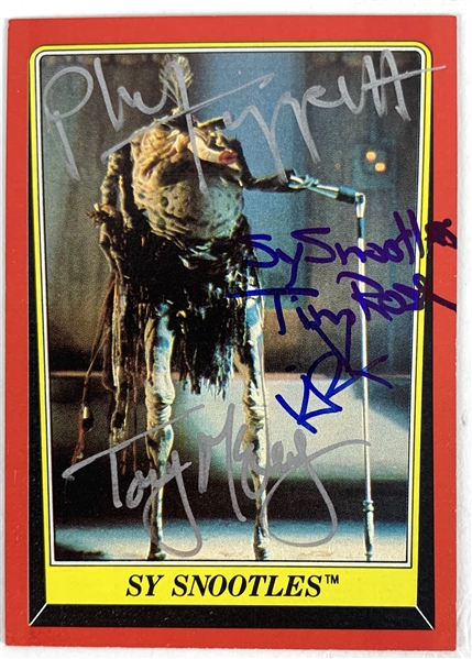 Sy Snoodles Crew & Creators Signed 1983 Topps Star Wars ROTJ Trading Card #22 with 4 Signatures (Beckett/BAS Guaranteed)(Steve Grad Collection)