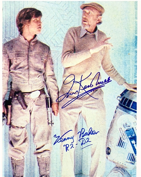 Kenny Baker & Irvin Kushner Signed "Behind The Scenes" Photo from "The Empire Strikes Back" (Beckett/BAS Guaranteed)(Steve Grad Collection)