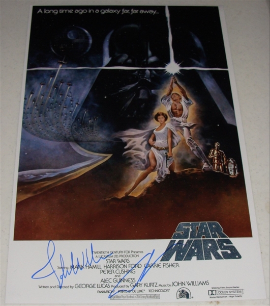 George Lucas & John Williams Dual-Signed 12" x 18" "Star Wars" Poster (ACOA)(Beckett/BAS Guaranteed)
