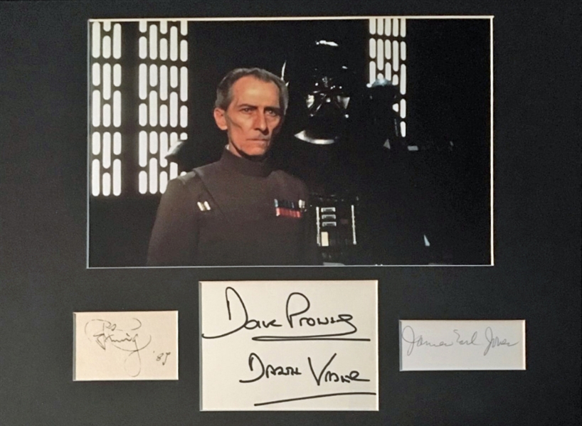 Darth Vader & Grand Moff Tarkin Display Signed by Peter Cushing, David Prowse & James Earl Jones (ACOA)(Beckett/BAS Guaranteed)