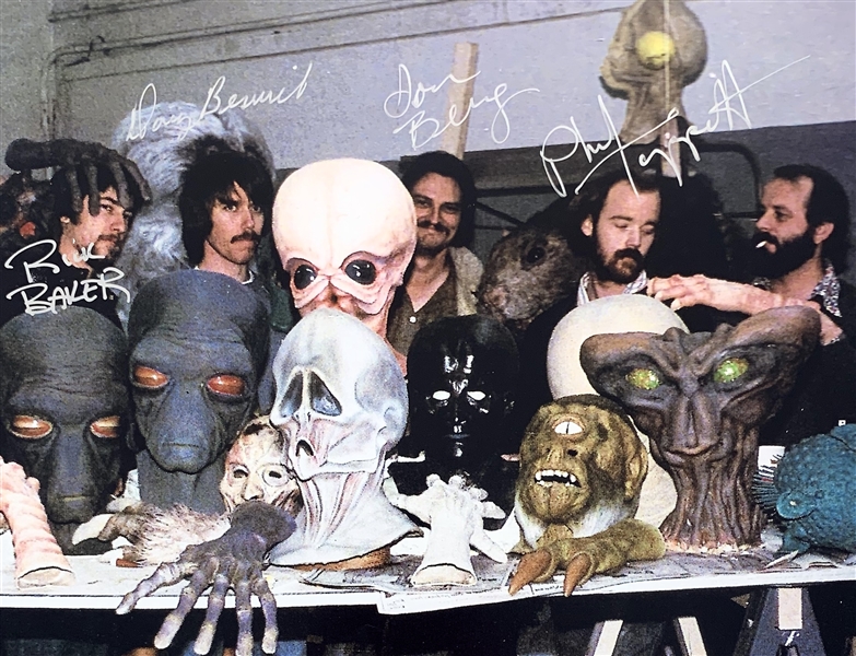 "The Cantina" Signed 8" x 10" Color Photo with Creators featuring Baker, Tippett, Berg & Beswick (Beckett/BAS Guaranteed)(Steve Grad Collection)