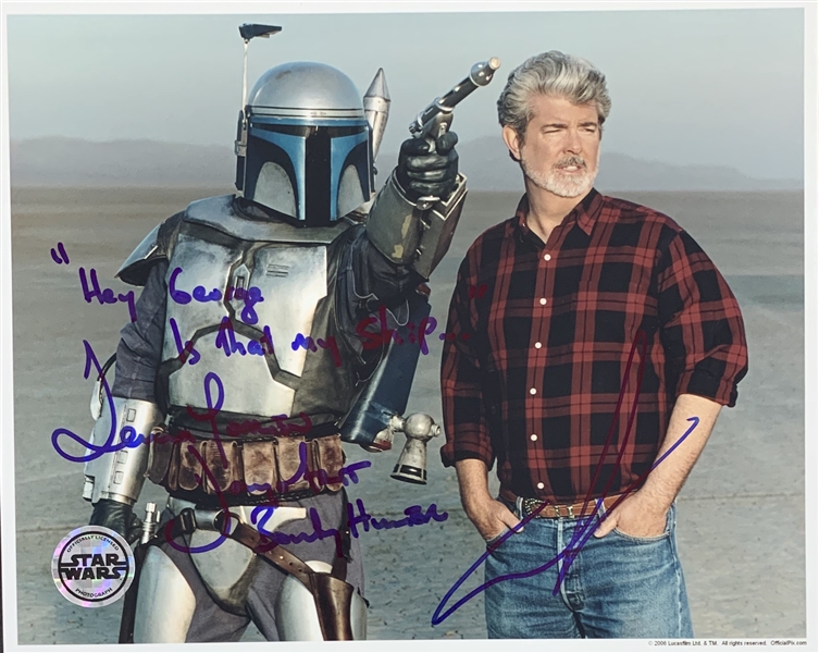 George Lucas & Tamuera Morrison Dual Signed 8" x 10" Color Photo (Official Pix)(Beckett/BAS Guaranteed)(Steve Grad Collection)
