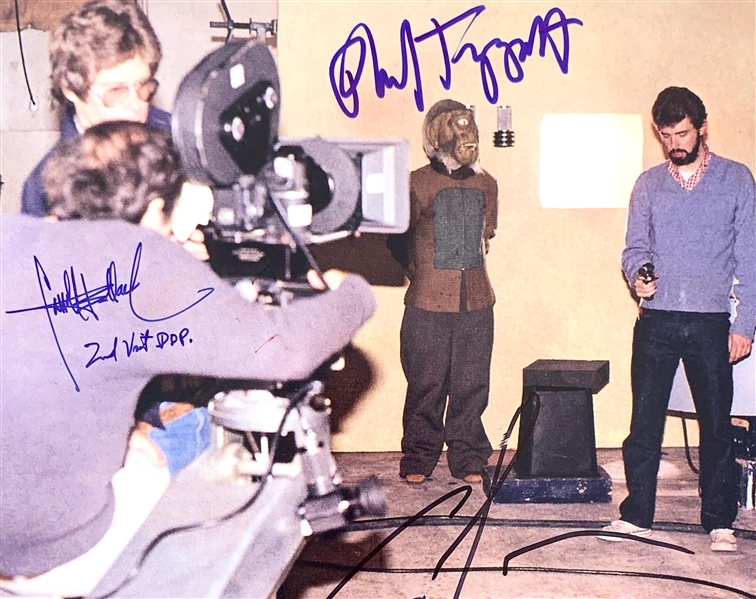 The Cantina Rare Behind-The-Scenes Signed 8" x 10" Color Photo with George Lucas, Phil Tippett & Caroll Ballard (Beckett/BAS Guaranteed)(Steve Grad Collection)