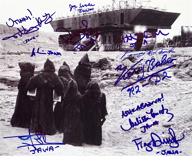 The Jawas: Cast Signed 8" x 10" B&W Photo with Baker, Diamond, etc. (10 Signatures)(Beckett/BAS Guaranteed)(Steve Grad Collection)