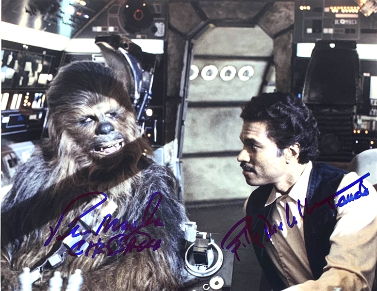 Peter Mayhew & Billy Dee Williams Signed 8" x 10" Color Photo from "The Empire Strikes Back" (Beckett/BAS Guaranteed)(Steve Grad Collection)