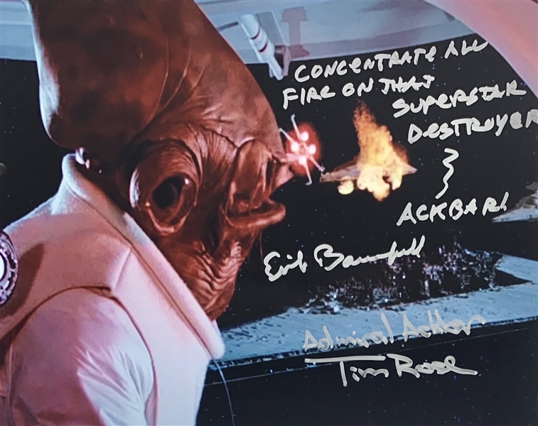 Admiral Akbar: Erik Bauersfeld & Tim Rose Dual Signed 8" x 10" Color Photo with Desirable Inscription (Beckett/BAS Guaranteed)(Steve Grad Collection)