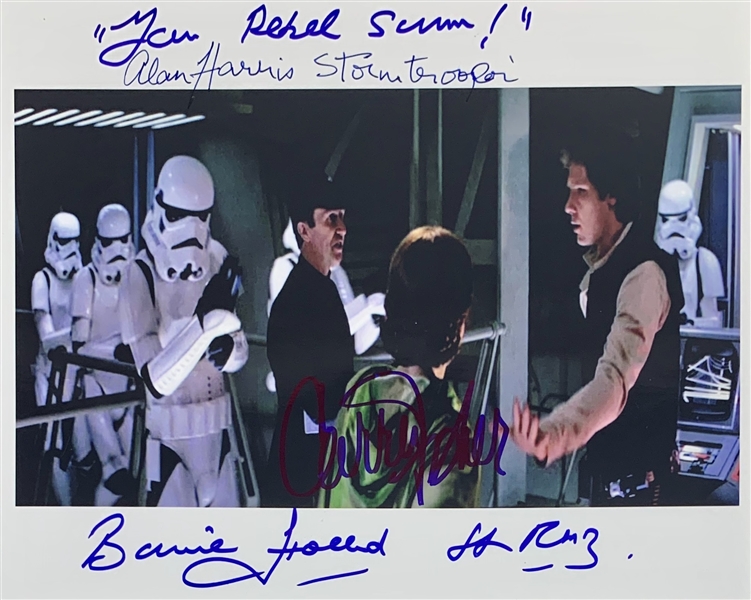 Return of the Jedi: The Bunker Encounter Cast Signed 8" x 10" Color Photo with Carrie Fisher, Holland & Harris (Beckett/BAS Guaranteed)(Steve Grad Collection)