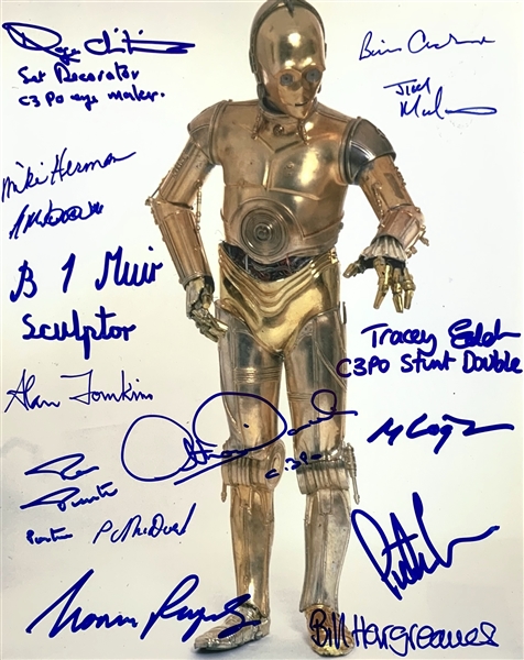 The Ultimate C-3PO Signed 8" x 10" Photo Featuring Cast & Crew Who Brought Him to Life! (15 Sigs)(Beckett/BAS Guaranteed)(Steve Grad Collection)